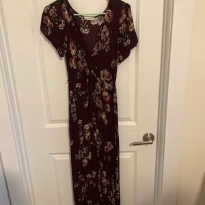 ILLA ILLA Burgundy Floral Maxi Dress